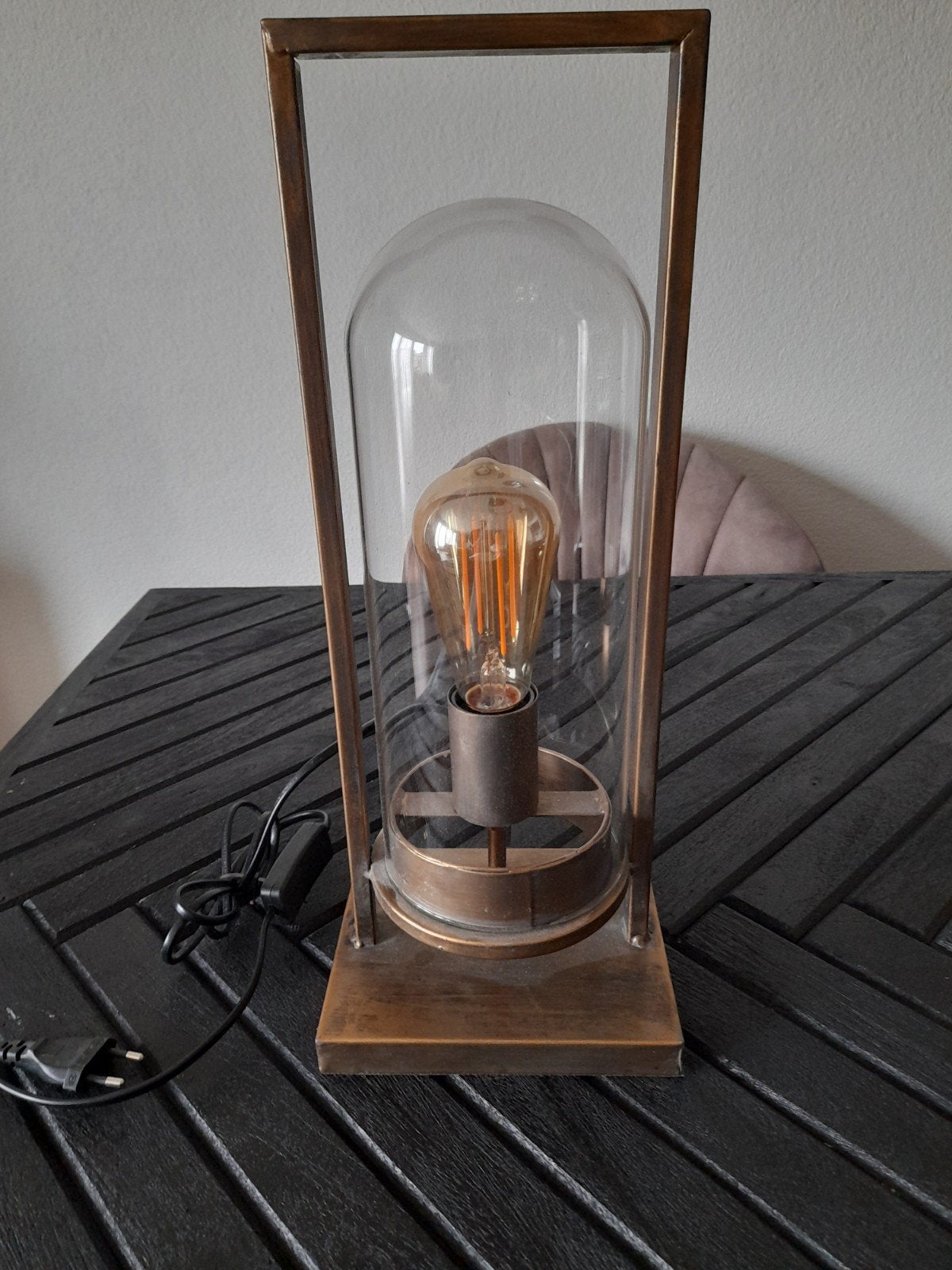 Light & Living tafellamp antiek brons goud, Gebruikt, Goud, 45 cm, Glas