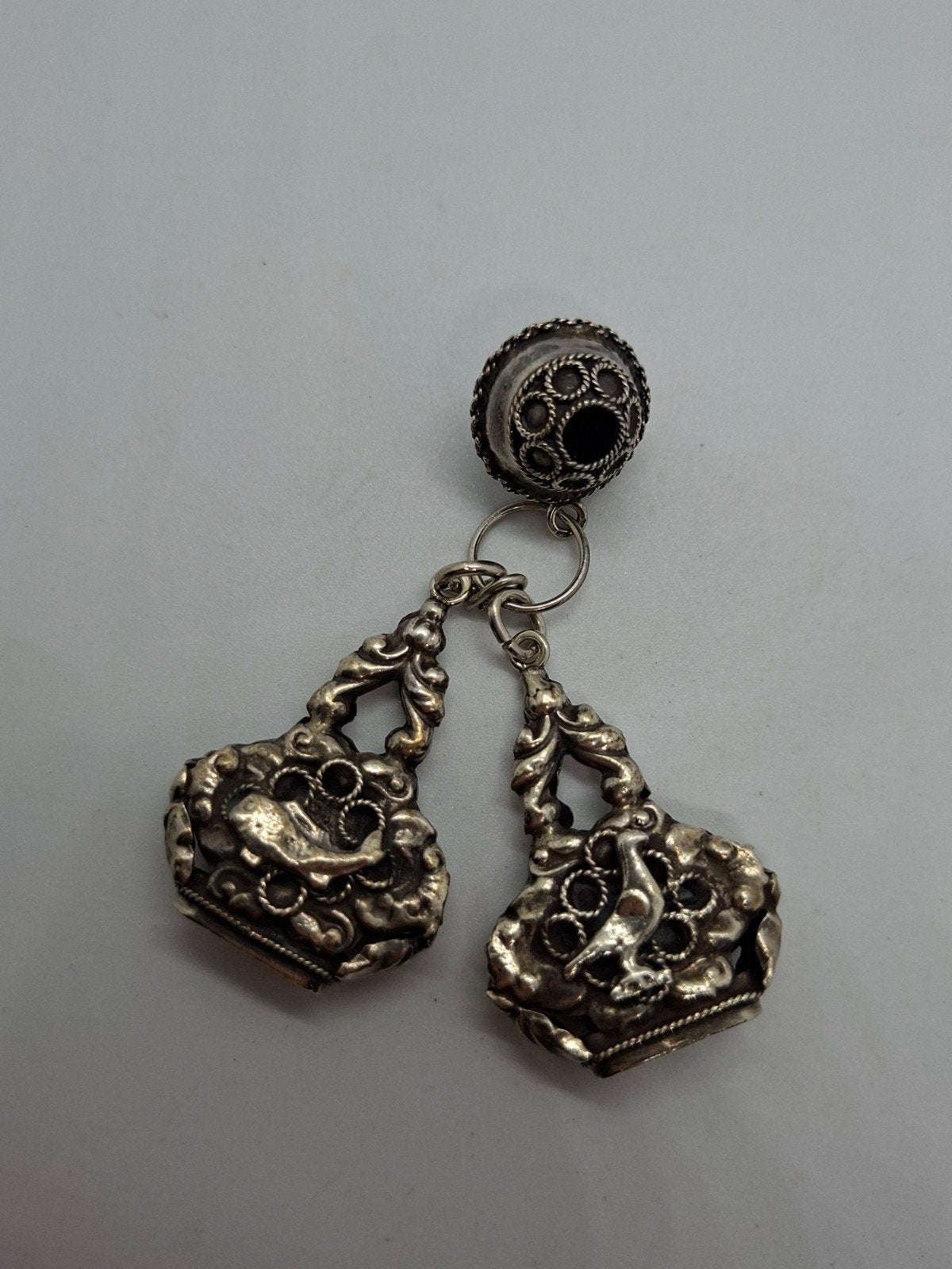 Zilveren Vintage Chatelaine Stempels met Vis en Duif (835), Antiek en Kunst, Ophalen of Verzenden, Zilver