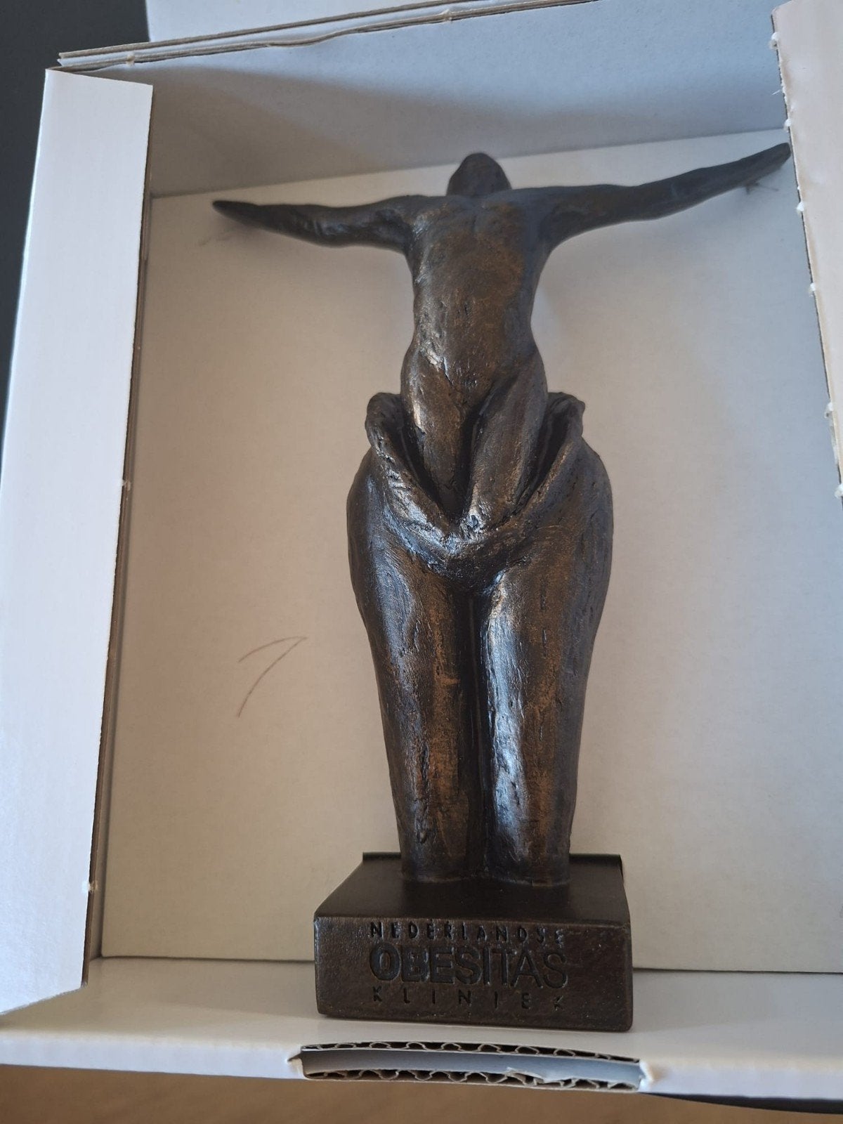 Bronzen beeldje 'Nederlandse Obesitas Kliniek', Ophalen of Verzenden