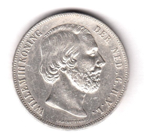 Willem III -2 1/2 gulden 1859  hele mooie, ruim Zfr -Sch.585, Koning Willem III, Verzenden, Zilver, Losse munt