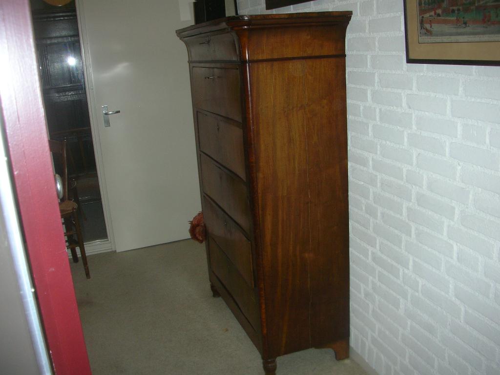 Antieke ladenkast, Ophalen, Gebruikt, Noten antiek, 100 tot 150 cm