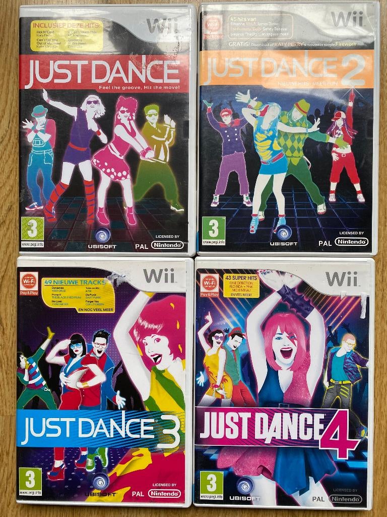 Just Dance 1 t/m 4 Wii, Spelcomputers en Games, Muziek, Ophalen of Verzenden, Zo goed als nieuw, 3 spelers of meer