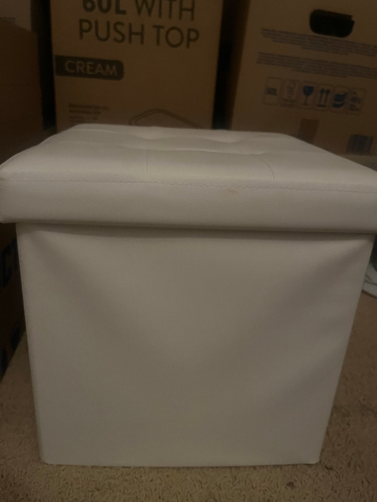 Witte Opbergpoef - Praktisch en Stijlvol, Gebruikt, Vierkant, Ophalen of Verzenden, Minder dan 50 cm