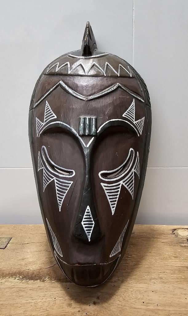 LEUK HOUTEN MASKER, Handgemaakt, 20 - 50 cm, Hout, Bruin
