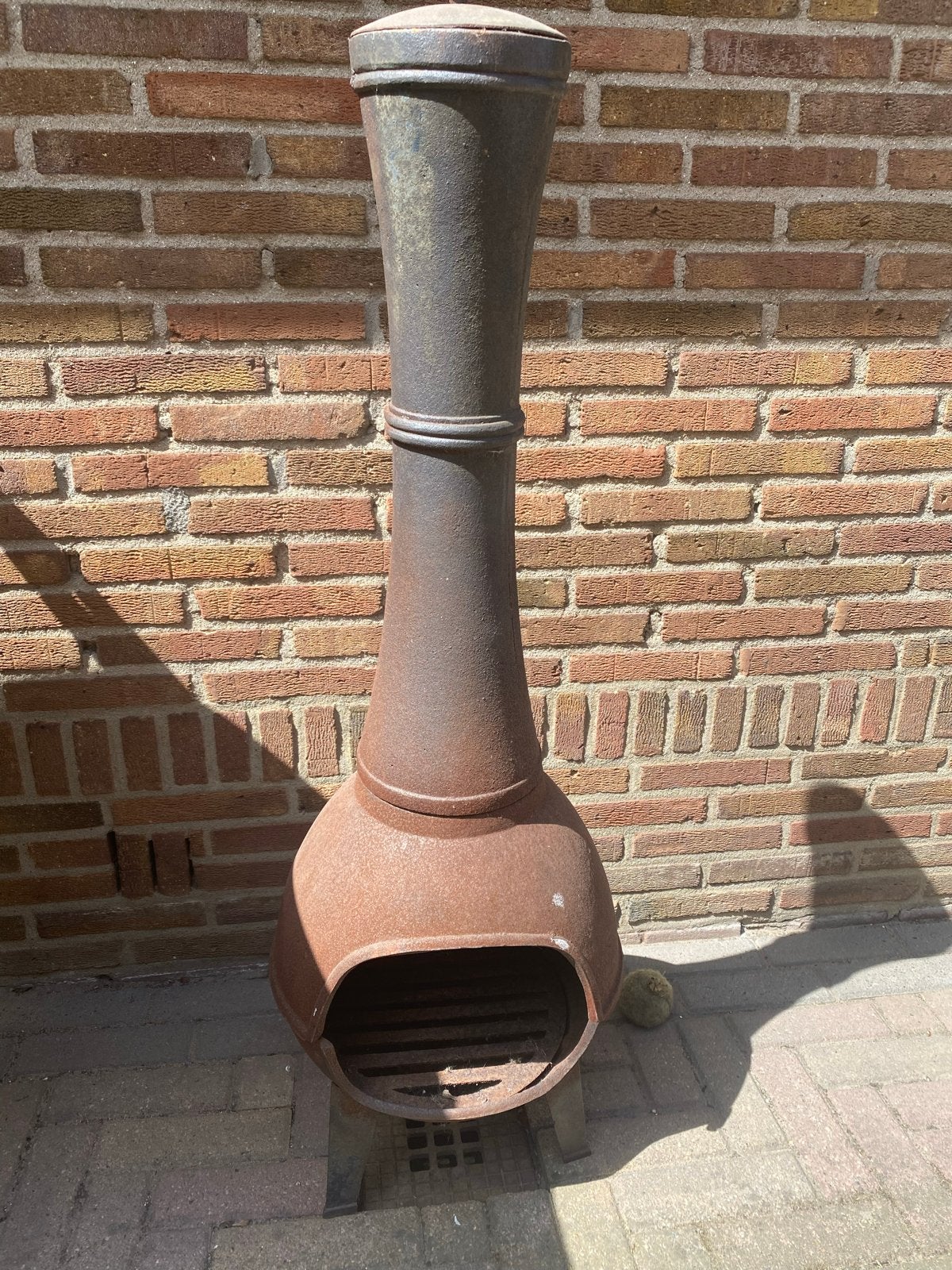 Rustieke gietijzeren terrashaard, Tuin en Terras, Ophalen, Gebruikt