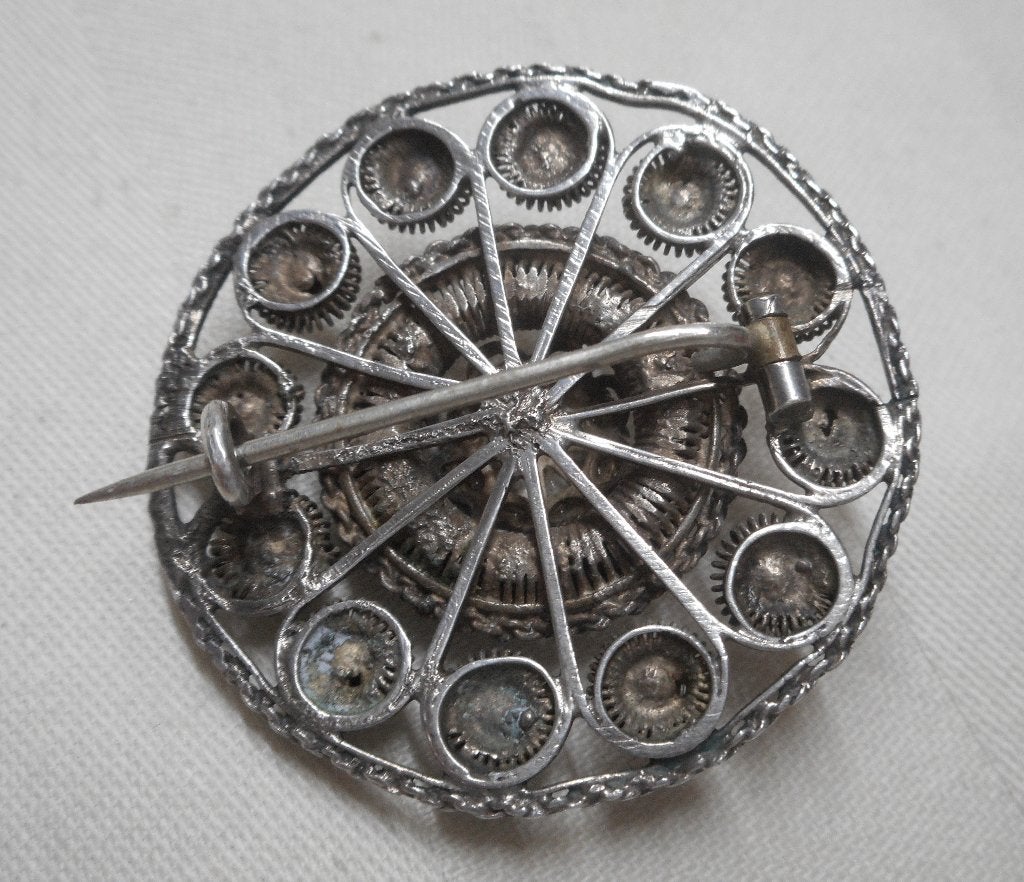 Zilveren antieke Zeeuwse knop broche nr.1223, Sieraden, Tassen en Uiterlijk, Antieke sieraden, Verzenden, Zilver, Broche