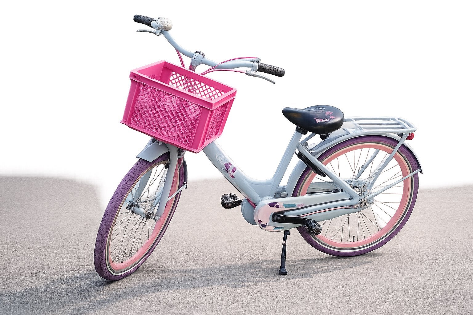 Kinderfiets met mandje - Roze, Terugtraprem, Gebruikt, Versnellingen, Ophalen of Verzenden
