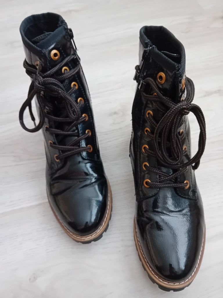 boots, zwart lak, maat 39, Kleding | Dames, Ophalen, Zo goed als nieuw, Zwart