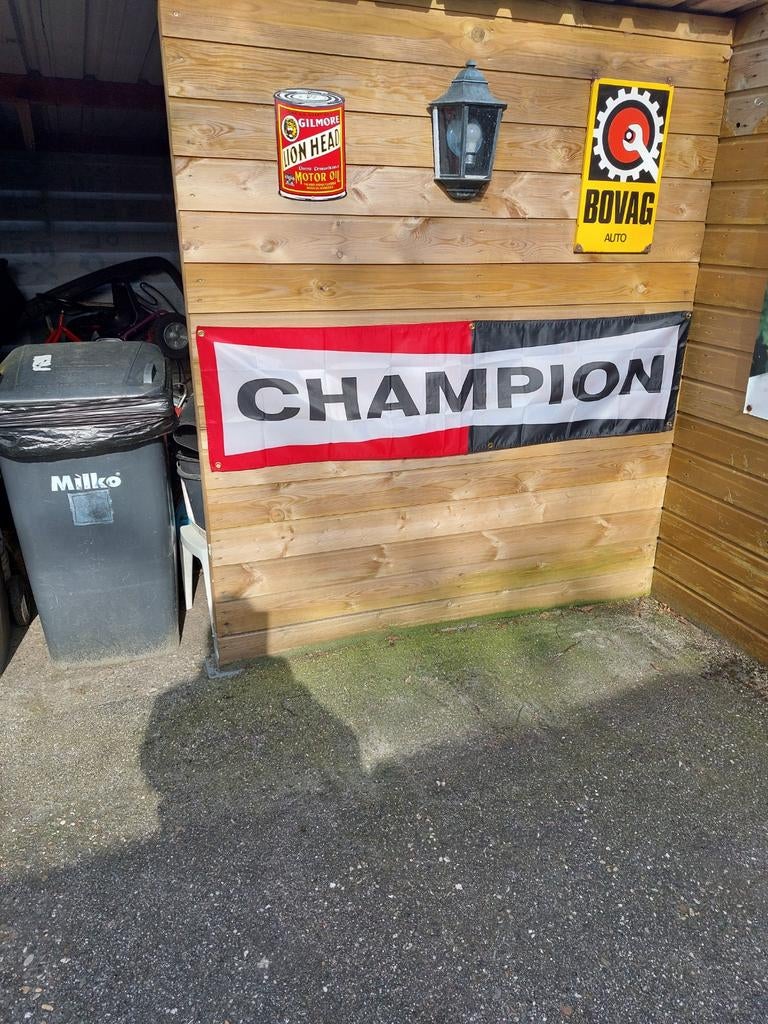 CHAMPION BOUGIES BANNER 45X180CM, Ophalen of Verzenden