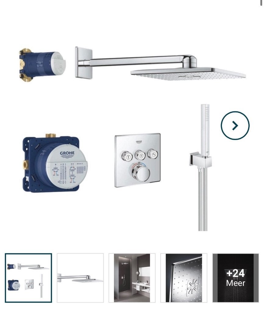 Grohe Doucheset met thermostaatkraan en hoofddouche, Ophalen, Nieuw, Chroom, Douche