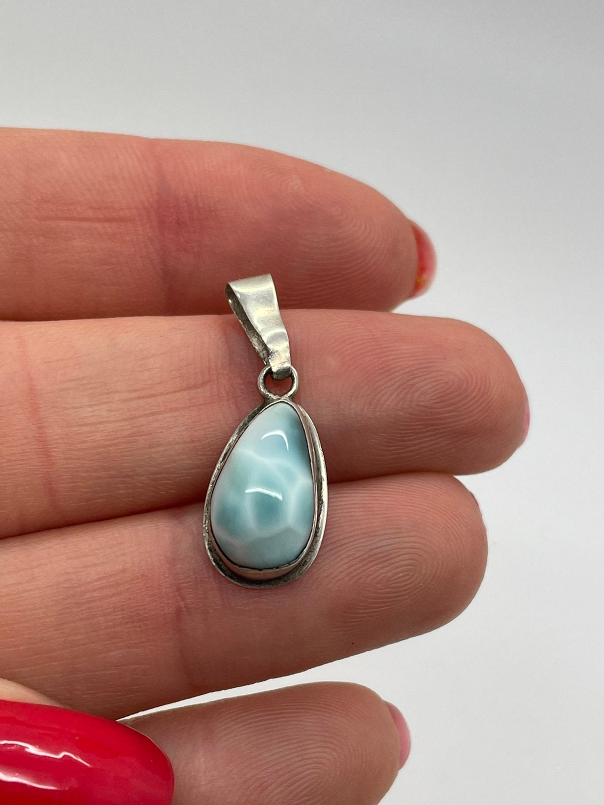 E572 Prachtige zilveren larimar hanger, Overige voorstellingen, Ophalen of Verzenden, X, Met edelsteen
