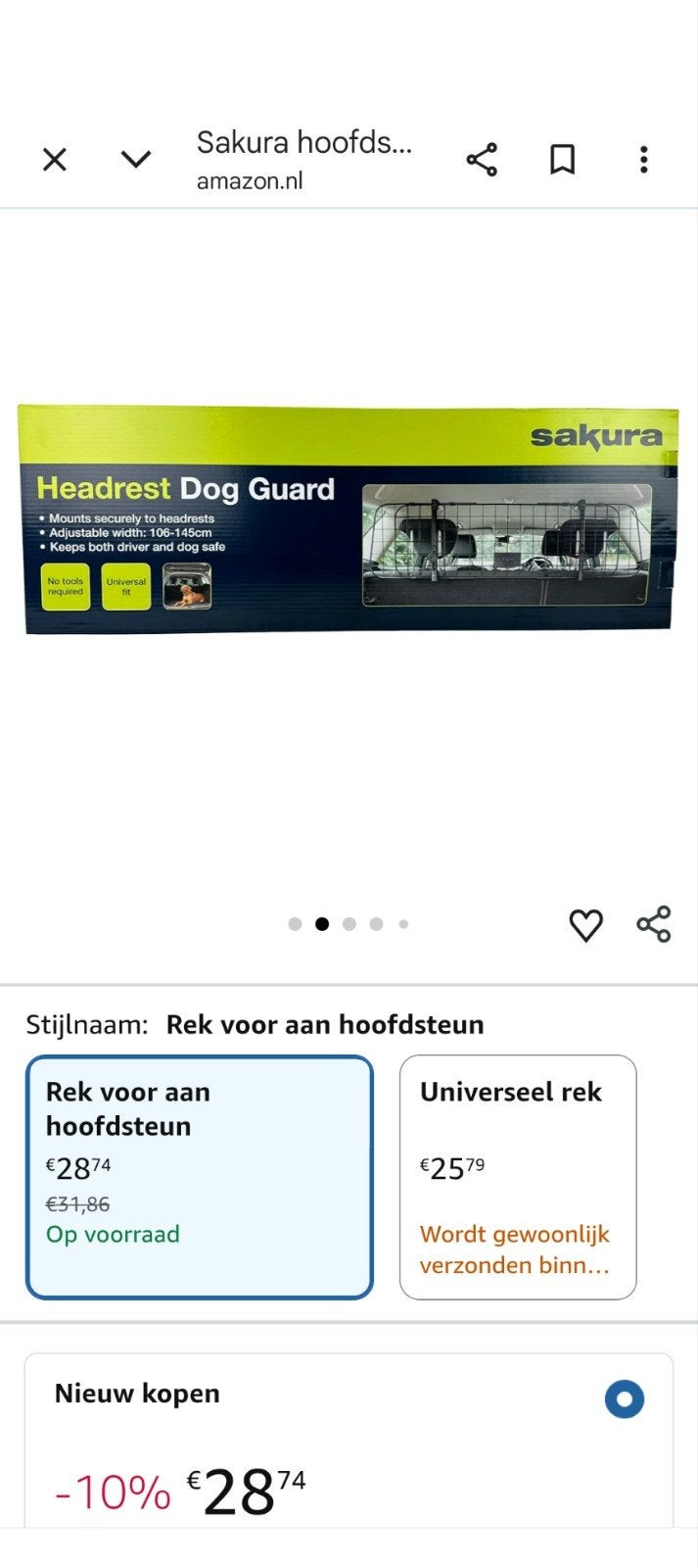 Sakura Hoofdsteun Honden Scherm - Verstelbaar Auto Rek, Ophalen