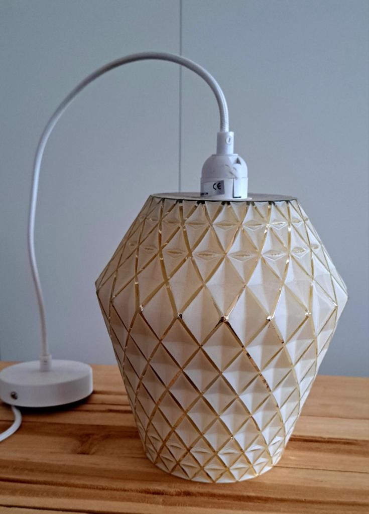 Hanglamp Wit & Goud Glas, Modern, Trendy, Elegant, Nieuw, Ophalen of Verzenden, Glas