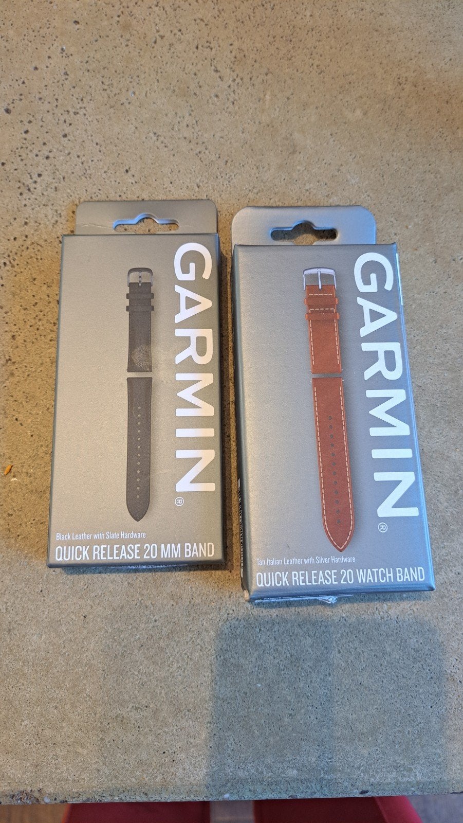 Nieuwe Garmin Quick Release 20mm horlogebandjes (2 stuks), Overige merken, Overige materialen, Leer, Polshorloge