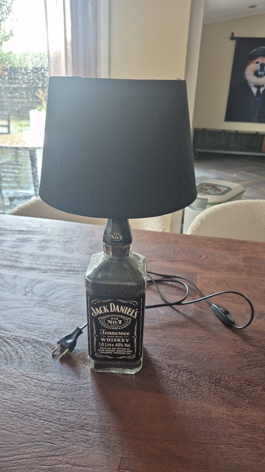Jack Daniels fles lamp met zwarte kap, Ophalen