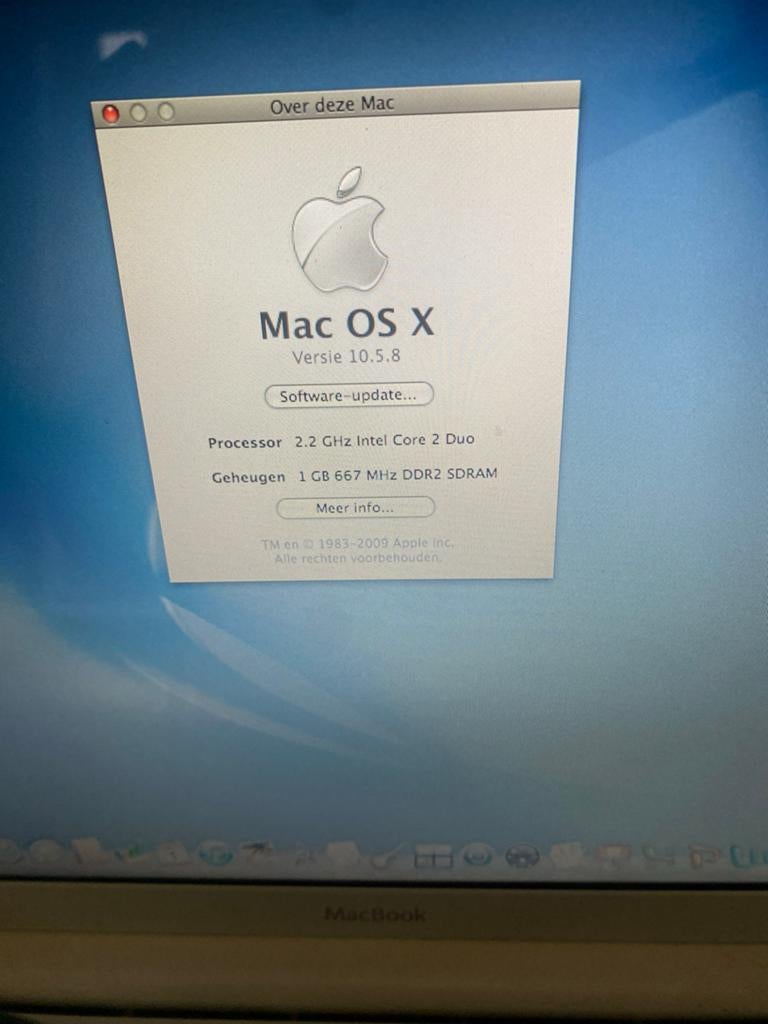 Apple MacBook (2009) - Wit, 13 inch, 2.2 GHz Core 2 Duo, Ophalen, Gebruikt, Qwerty, 13 inch