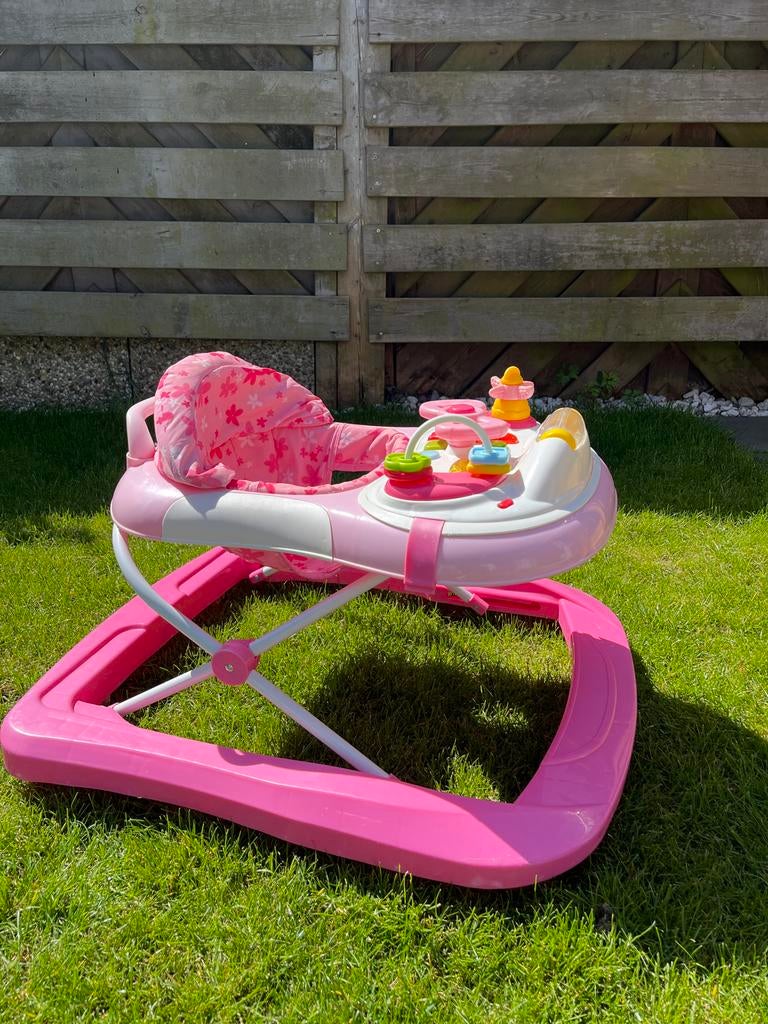 Roze loopwagentje met speelblad voor baby's, Ophalen, Gebruikt