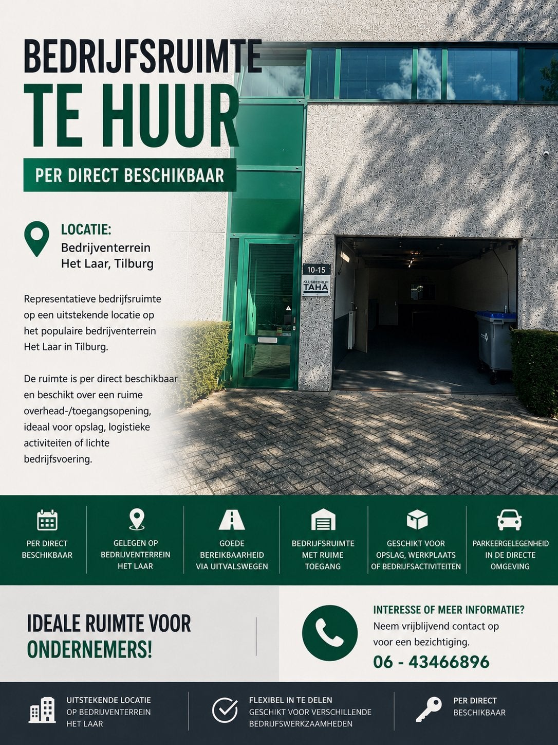 Representatieve Bedrijfsruimte te Huur in Tilburg, Huur, Bedrijfsruimte