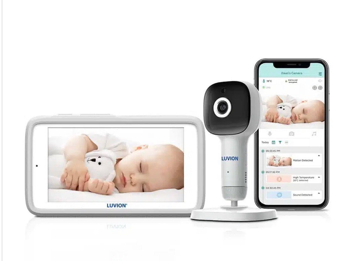 Luvion grand elite 4 babyfoon + gribmount, Kinderen en Baby's, Babyfoons, Ophalen of Verzenden, Zo goed als nieuw, 250 meter of meer
