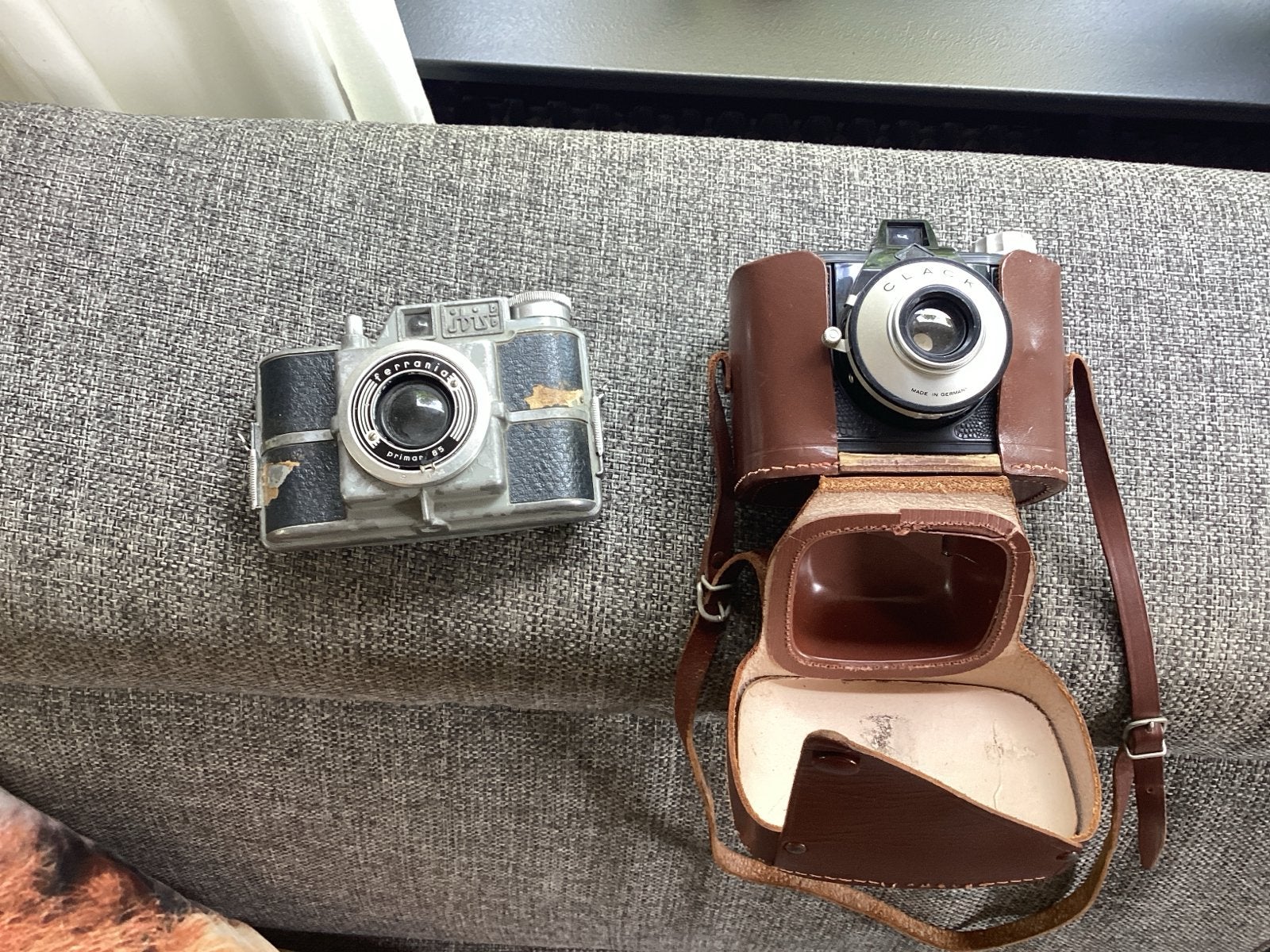Vintage fotocamera's: Ferrania en Clack, Audio, Tv en Foto, Fotocamera's Analoog, Ophalen of Verzenden, Gebruikt, Compact, Overige Merken