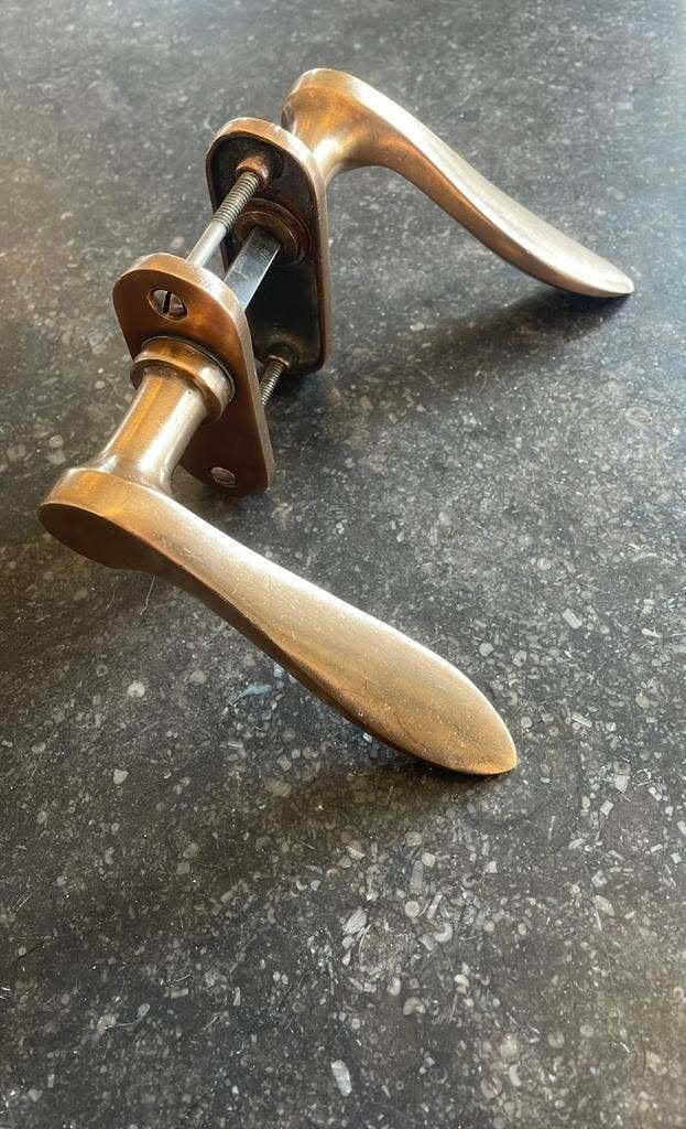 1x set Rosé goud Messing Deurklinken ANTIEK Begin 20ste Eeuw, Ophalen of Verzenden, Gebruikt, Koper of Messing, Klink of Kruk