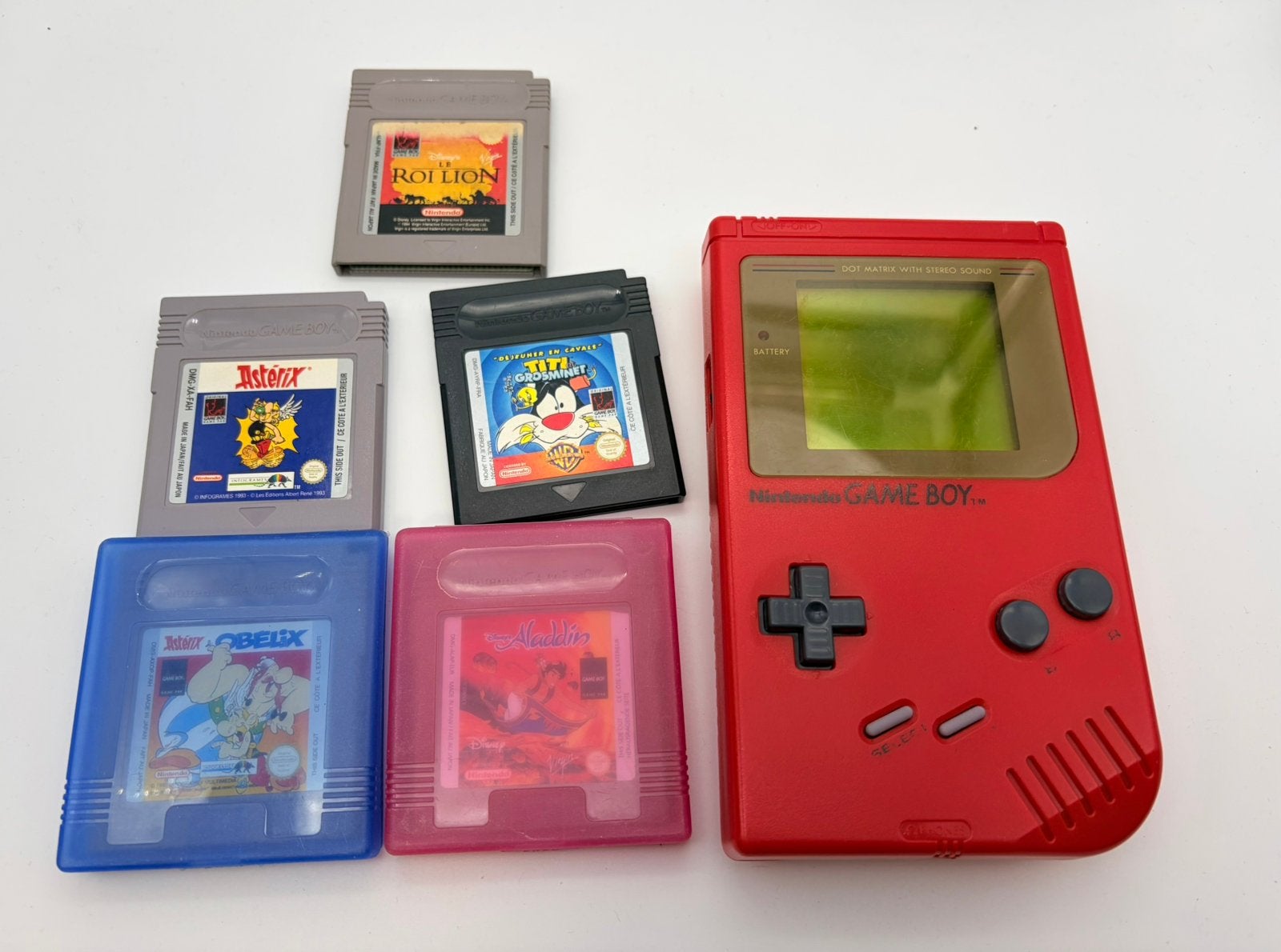 Gameboy Play it Loud Rood met 5 Games, Ophalen of Verzenden, Gebruikt, Game Boy Classic, Met games