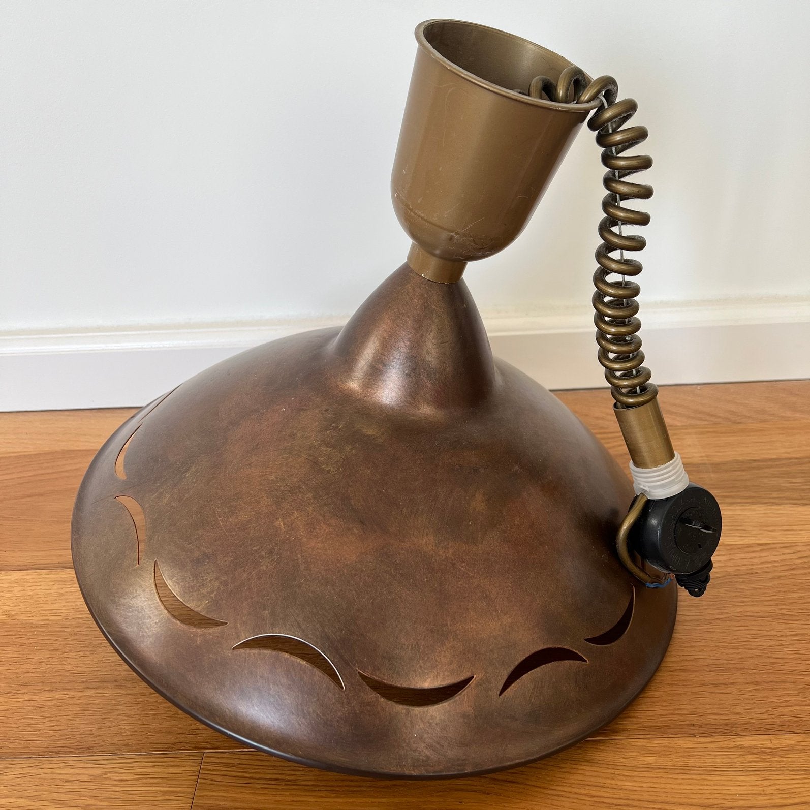 Vintage koperen hanglamp, Ophalen, Gebruikt, Metaal, E27 (groot)