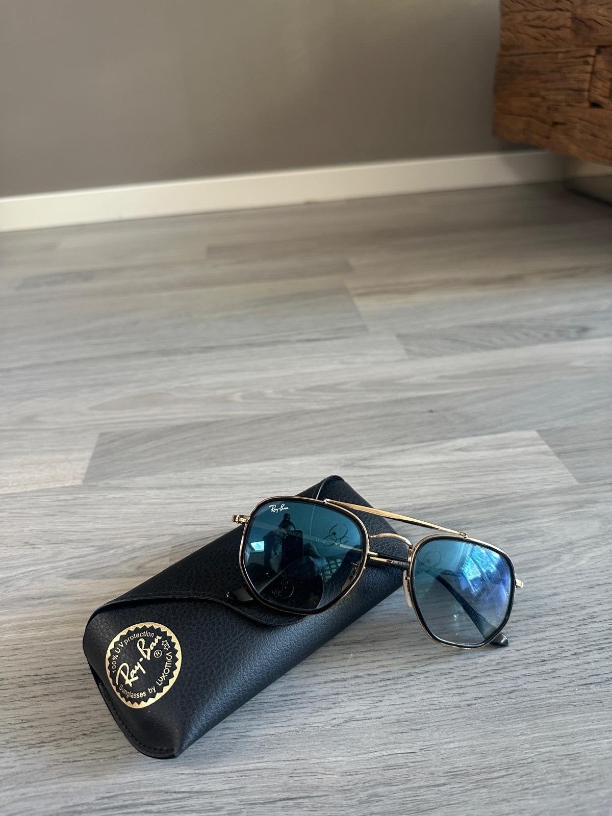 Ray-Ban Marshal II Zonnebril - Glanzend Arista Goud, Zonnebril, Blauw, Ophalen of Verzenden, Zo goed als nieuw