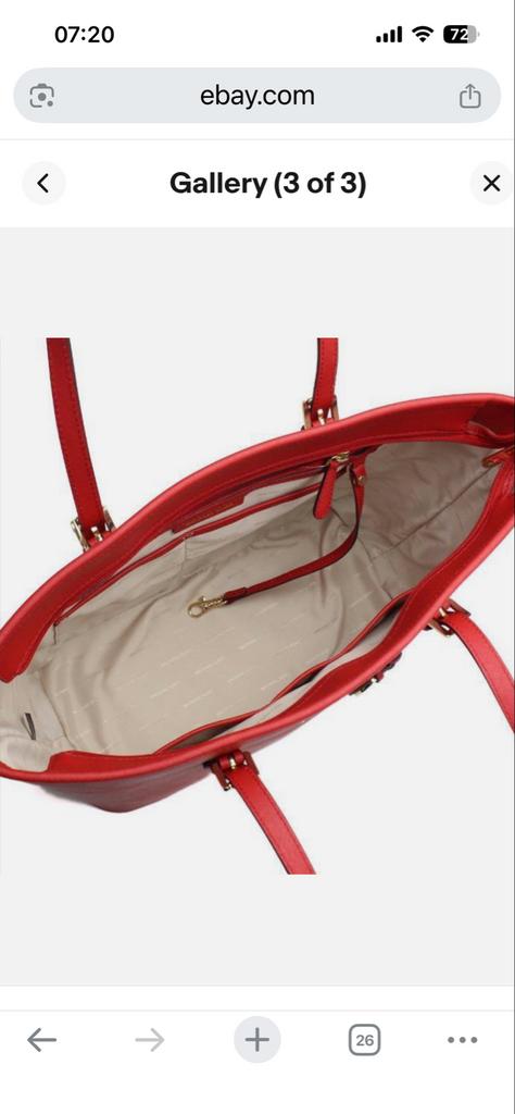 Michael Kors Charlotte Large Saffiano Leren Tote Tas Rood, Ophalen of Verzenden, Nieuw, Rood, Shopper