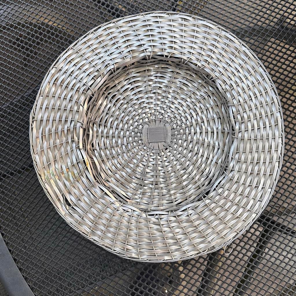 Decoratieve rieten schaal/mand, rond, grijs, Ophalen, Gebruikt, Schaal, Rond