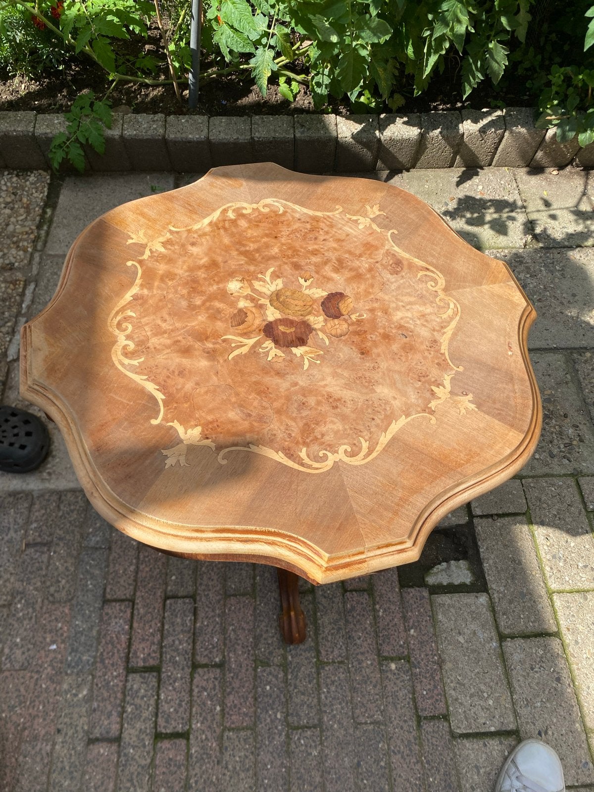 Antieke bijzettafel met marquetterie inlegwerk, Antiek en Kunst, Ophalen of Verzenden