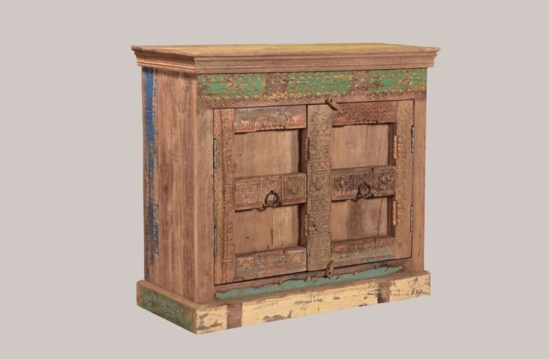 Unieke handgesneden India houten kast - Vintage look, Ophalen
