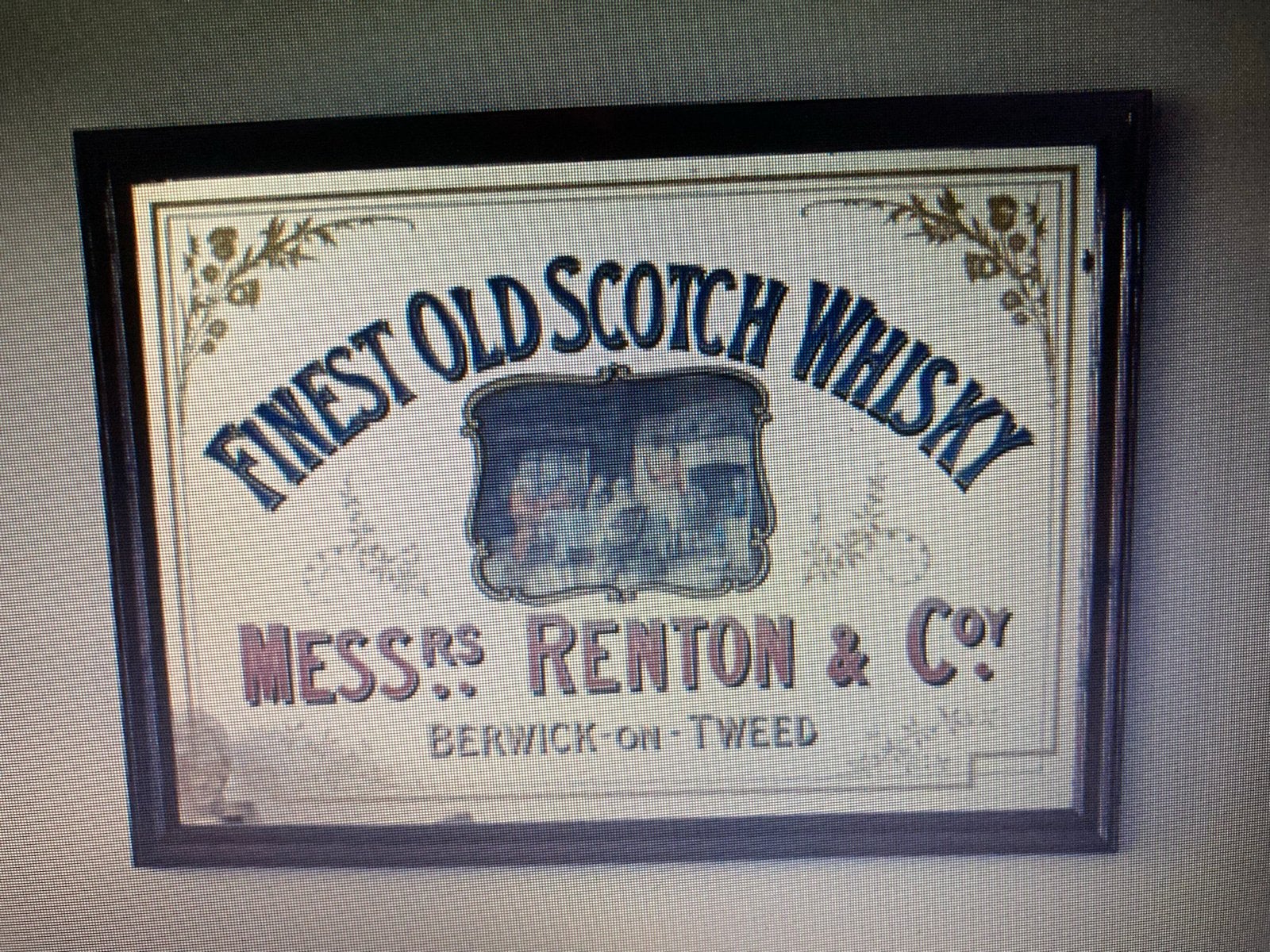 Vintage 'Finest Old Scotch Whisky' spiegelreclame, Antiek en Kunst, Ophalen