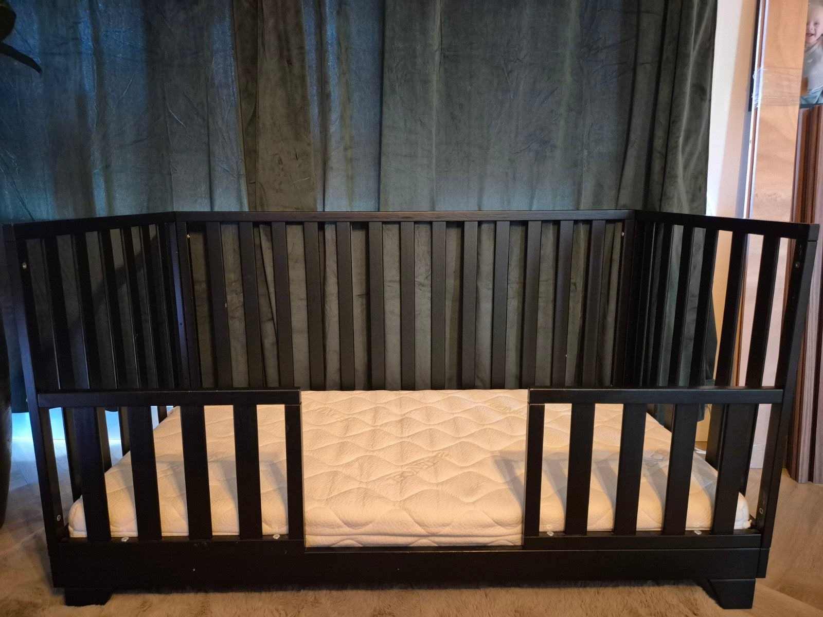 Doorgroeiledikant 4-in-1 zwart, Ophalen, 140 tot 160 cm, 70 tot 85 cm, Matras