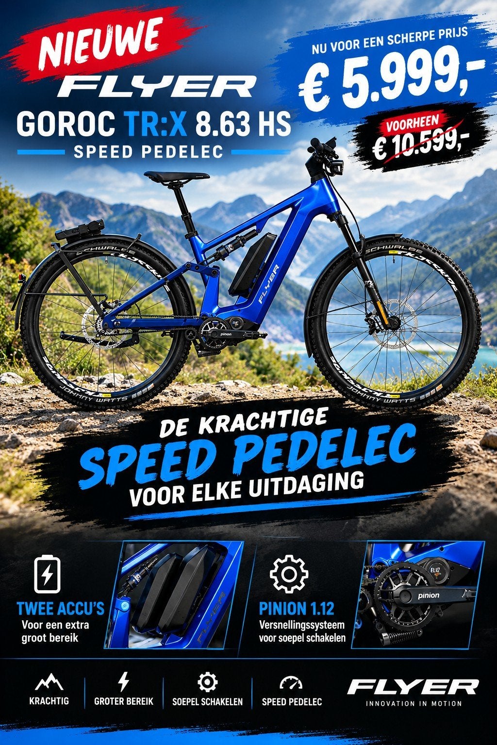 Flyer Goroc TR:X 8.63 HS Speed Pedelec - Nieuw met 2 accu's