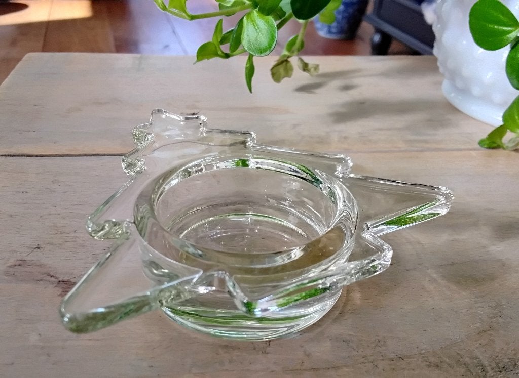 Vintage glazen waxinelichthouder - kerstboom vorm - glas - t, Ophalen of Verzenden, Zo goed als nieuw