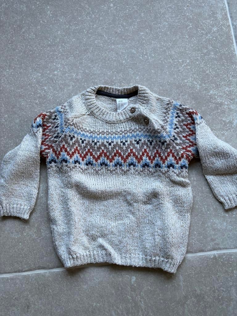H&M Baby Trui - Gebreid met Fair Isle Patroon (Maat 74), Ophalen of Verzenden, Zo goed als nieuw, Jongetje of Meisje, Truitje of Vestje