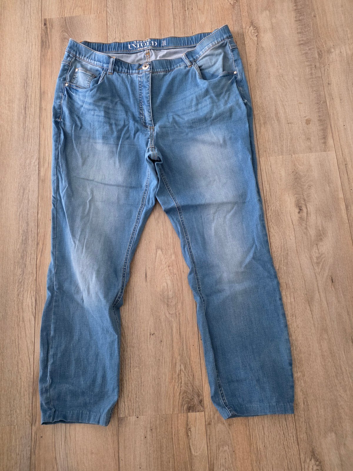 Mooie blauwe spijkerbroek Studio Untold maat 50, Blauw, Overige jeansmaten, Gedragen, Studio Untold