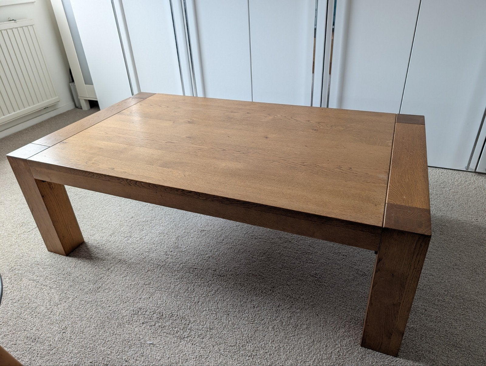 Massief eiken lage tafel van De Bommel Meubelen, Ophalen, Gebruikt, 100 tot 150 cm, Eikenhout