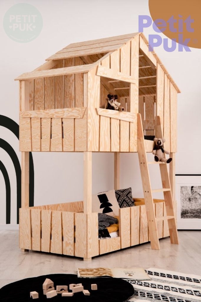 Petit puk halfhoog stapelbed, Ophalen, Zo goed als nieuw, Stapelbed