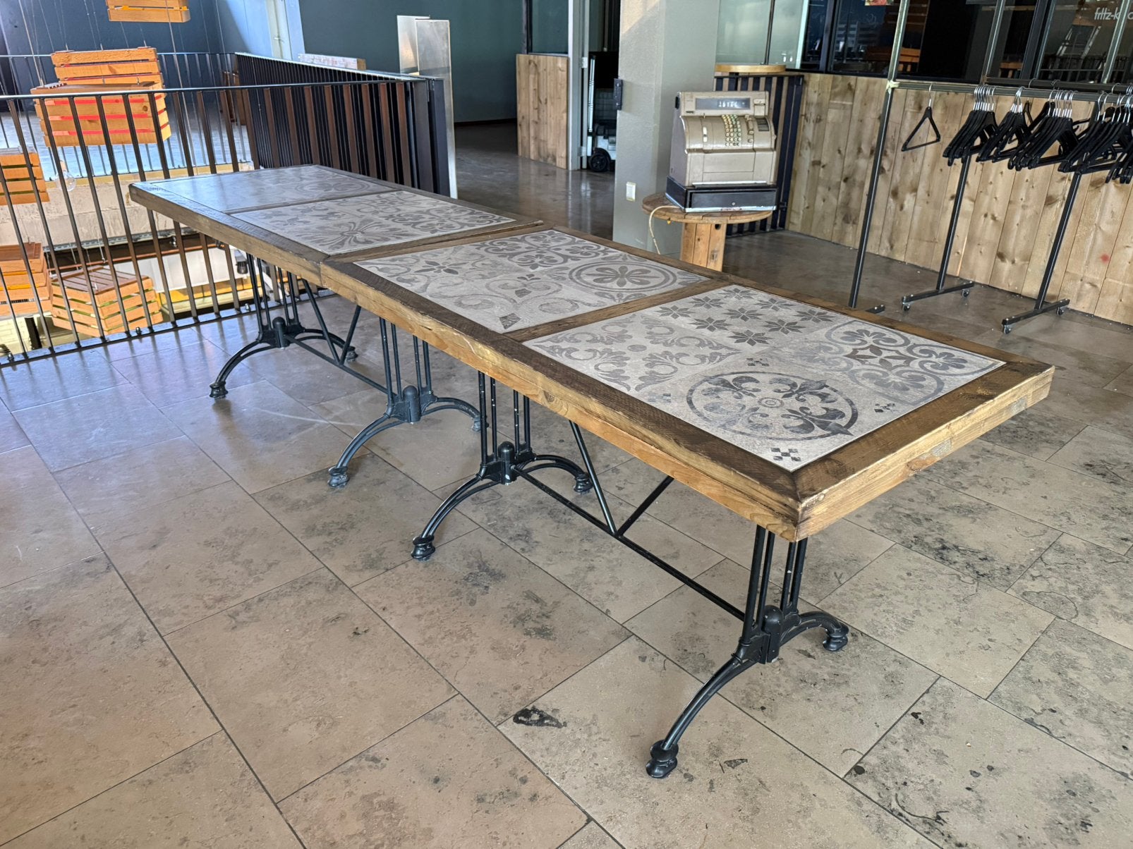 RHB Industriële Eettafel Horecatafel Tegelblad Hout Staal, Huis en Inrichting, Tafels | Eettafels, Gebruikt, 50 tot 100 cm, Rechthoekig