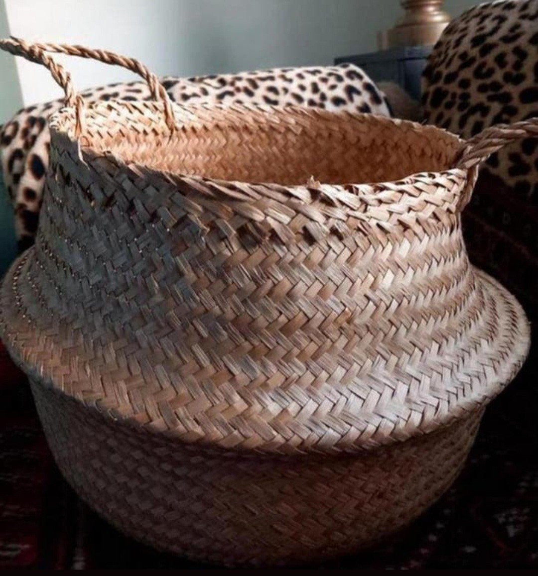 Bali opbergmand, Huis en Inrichting, Woonaccessoires | Schalen en Manden, Ophalen, Zo goed als nieuw, Rond, Riet