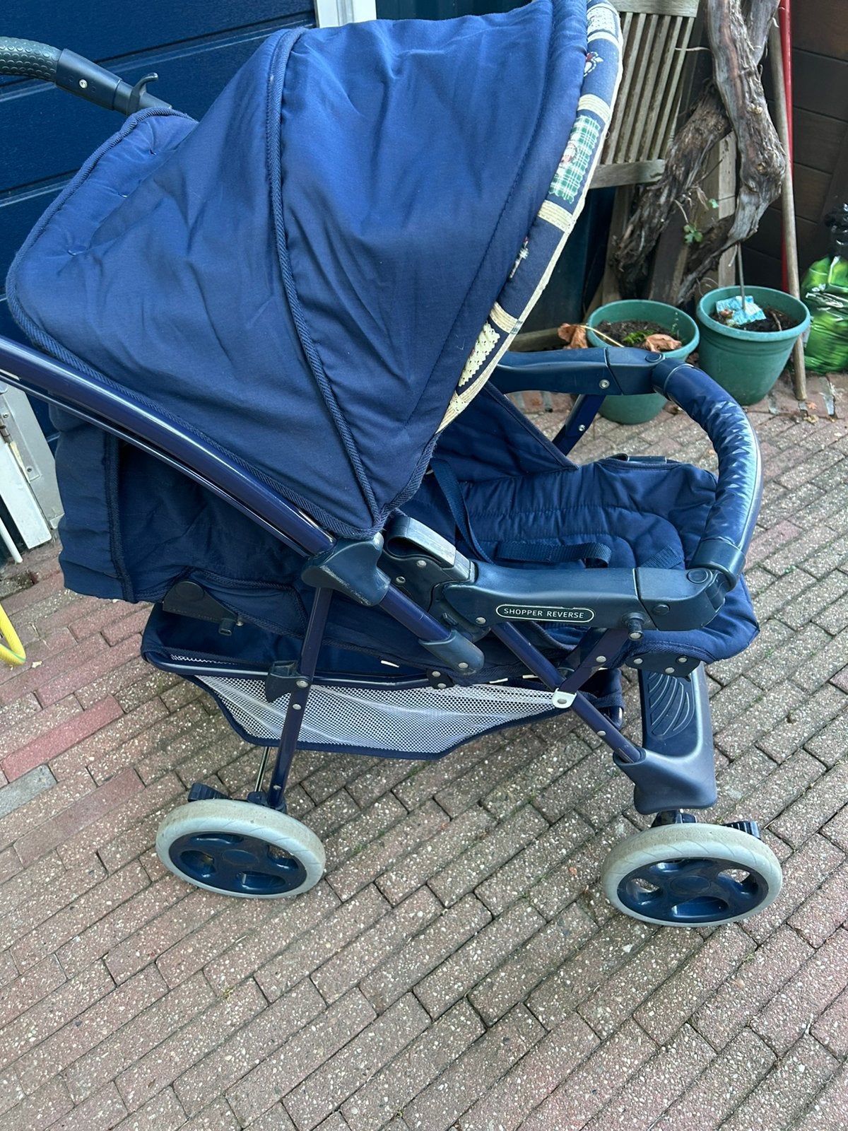Kinderwagen wandelwagen blauw in nette staat, Ophalen, Gebruikt, Quinny