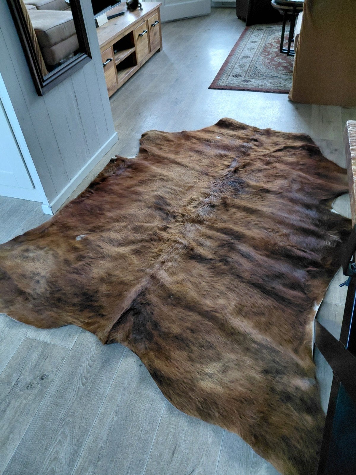 Kleed koeienhuid, Huis en Inrichting, Stoffering | Vloerbedekking, Ophalen, Gebruikt, Bruin, Tapijt
