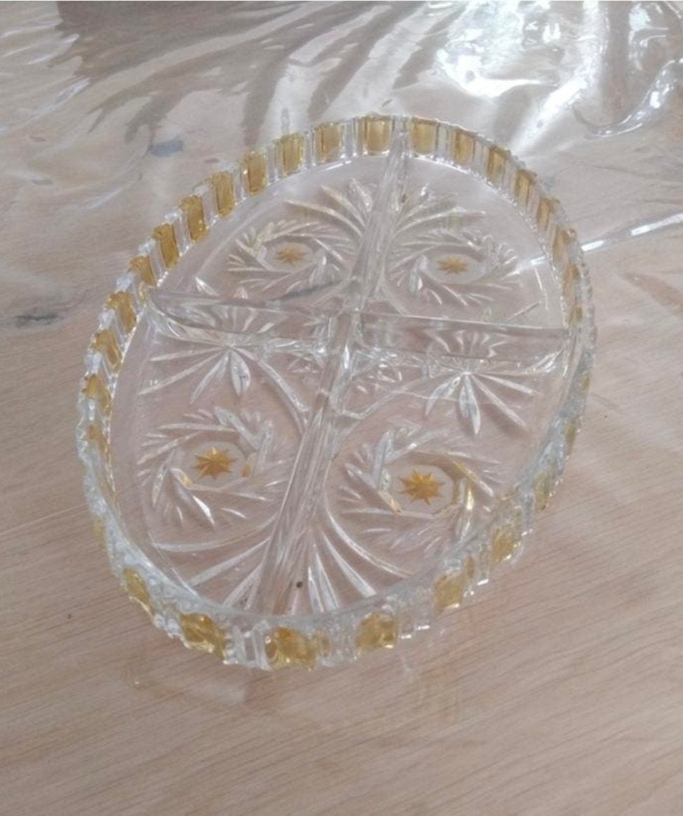 vintage serveerschaal van Walther Glas in het Komet-ontwerp, Antiek en Kunst, Antiek | Glas en Kristal, Ophalen of Verzenden
