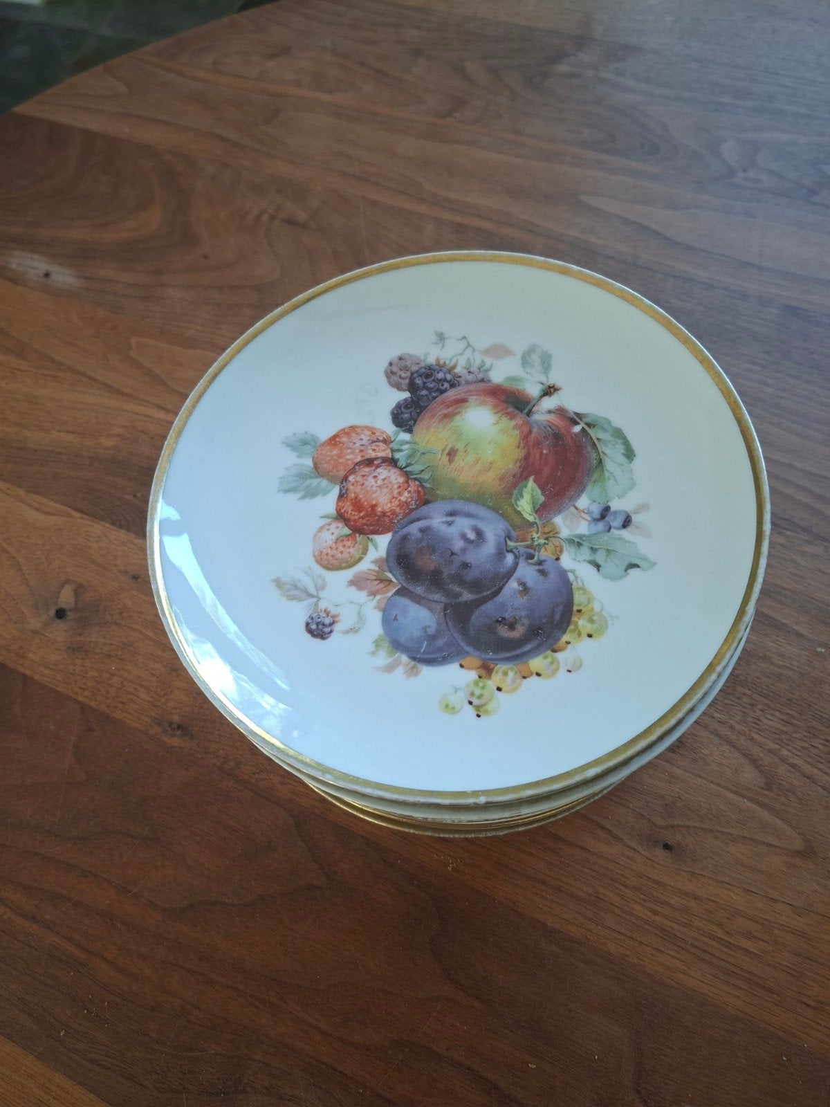 10 Vintage Dessertbordjes met Fruitafbeeldingen, Ophalen of Verzenden