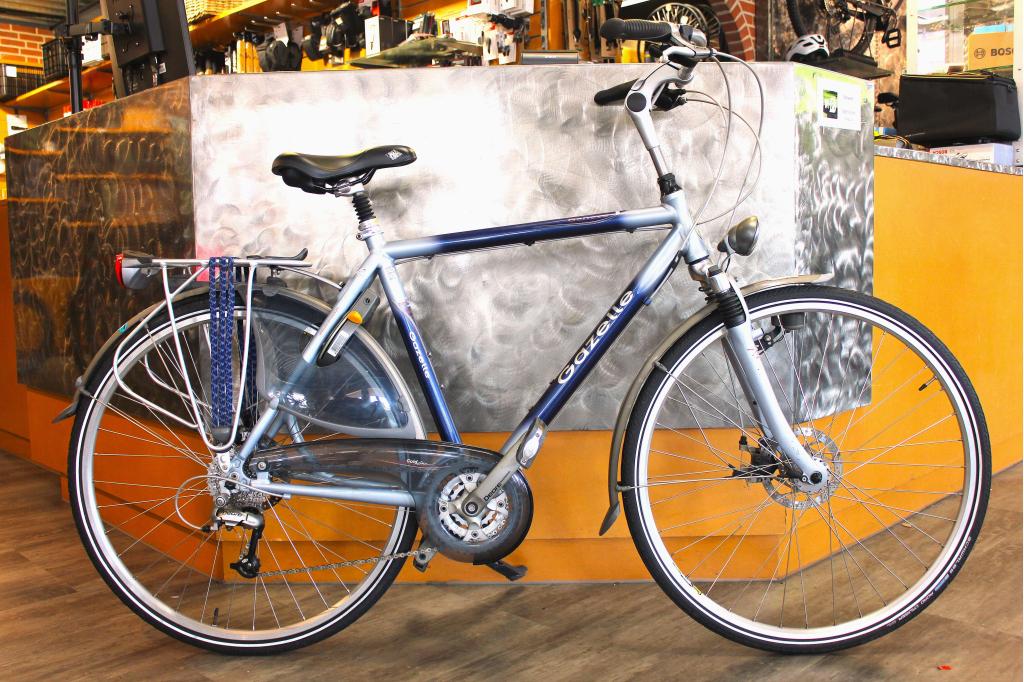 Zeer nette gebruikte Gazelle Geneve hybride herenfiets 54 cm, 28 inch, Gebruikt, Vering, Niet ingevuld
