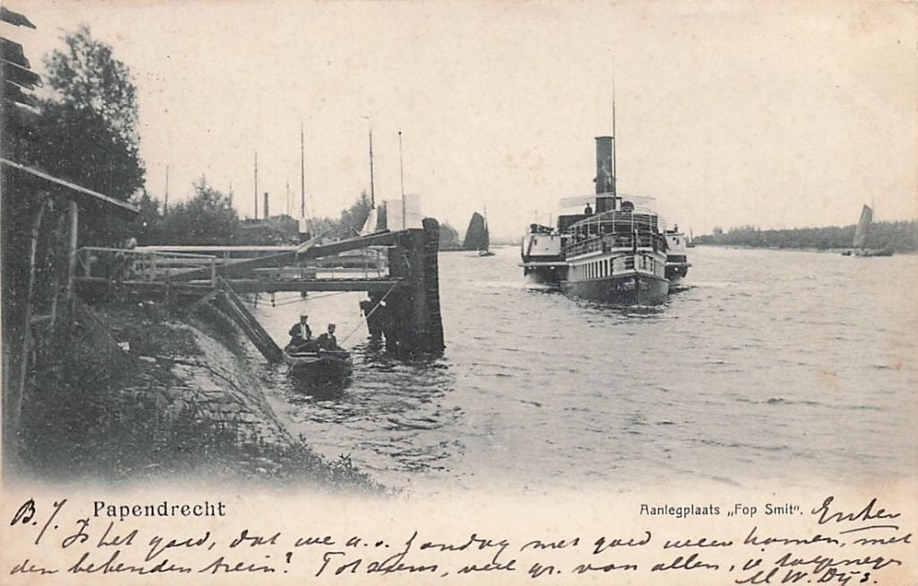 AN079 Papendrecht Aanlegplaats Fop Smit boot 1905 Versteeg, Verzenden, Voor 1920, Gelopen, Zuid-Holland