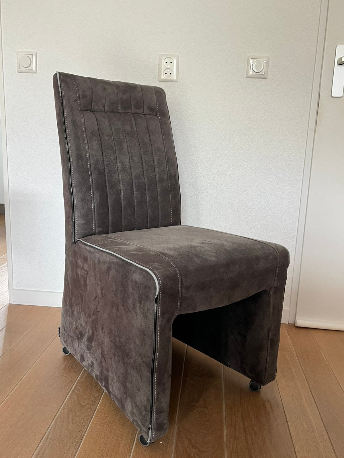Gratis Stoelen antraciet grijs zes stuks, Ophalen, Gebruikt, Vijf, Zes of meer stoelen, Stof
