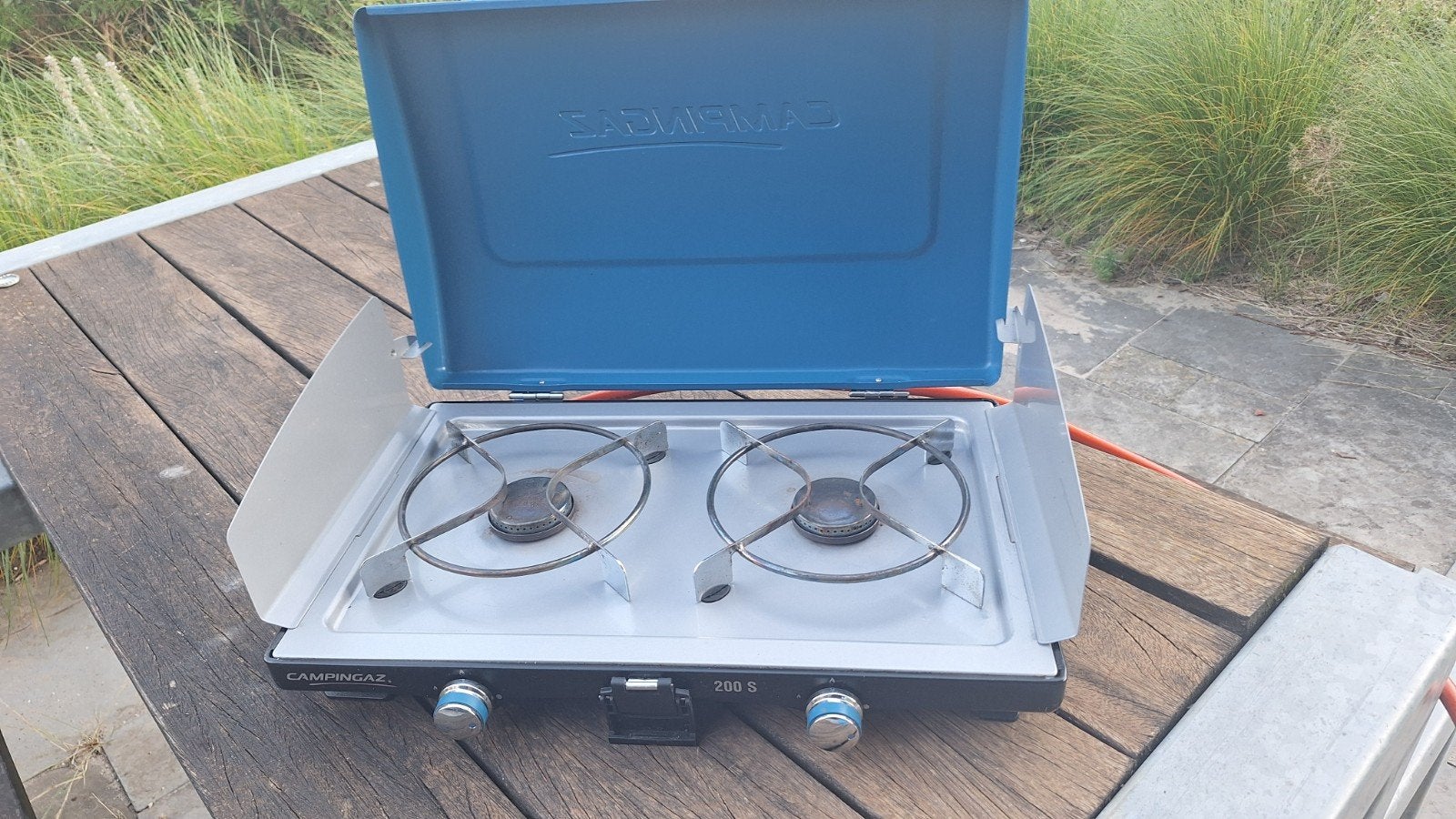 Campingaz 200 S gasfornuis met slang en drukregelaar, Ophalen, Gebruikt